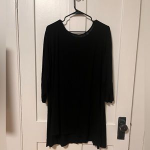 3/4 Sleeve Black Tunic Plus Size Top